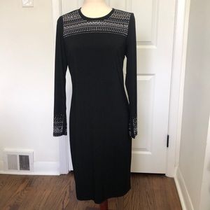 Dress Barn Black Shift Dress Studded Top And Sleeves